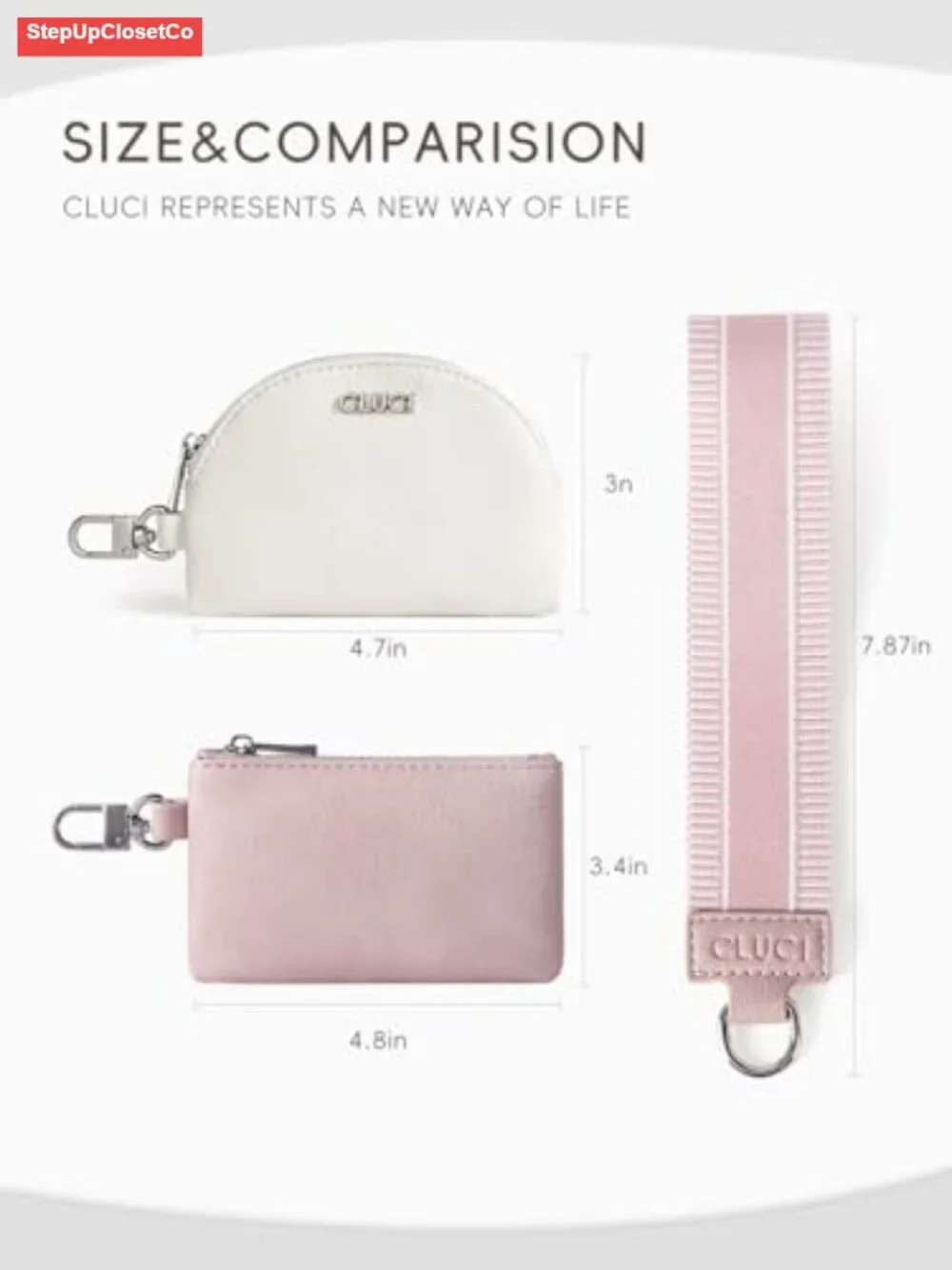 PU Leather Keychain Wallet with Detachable Dual Pouch Wristlet
